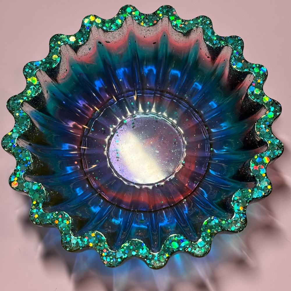 Iridescent Blue Decorative Bowl